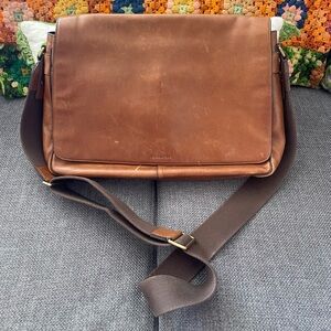 vintage coach ‘bleeker’ brown leather messenger bag!